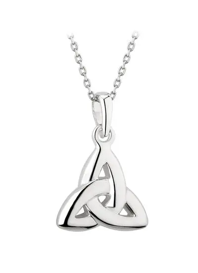 White background cut out shot of Sterling Silver Double Sided Trinity Knot Pendant
